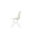 Spisestol Eames Plastic Side Chair RE DSR fra Vitra med hvitt understell og kremfarget sete (11 Pebble).