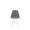 Spisestol Eames Plastic Side Chair RE DSR fra Vitra med hvitt understell og grått sete (56 Granite grey).