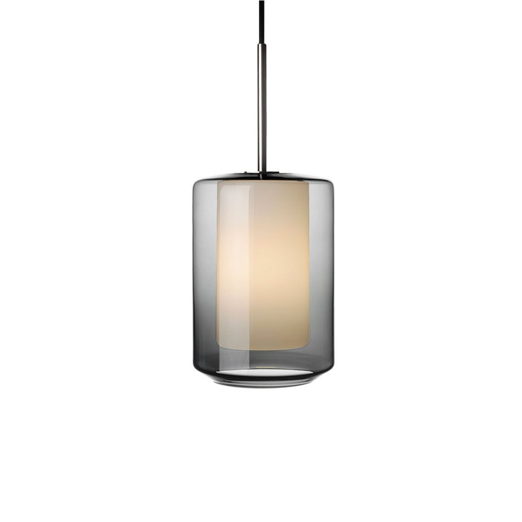 Taklampen Arkivlampe 4245 fra Hadeland Glassverk med stålfarget oppheng.