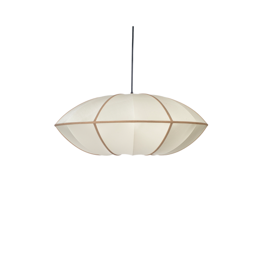 Lampeskjerm Indochina UFO fra Oi Soi Oi med brune bomullsbånd (Off white/ amber)