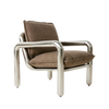 Lenestolen Chrome Lounge Chair fra HK Living med puter i tekstilet Canvas Brown.