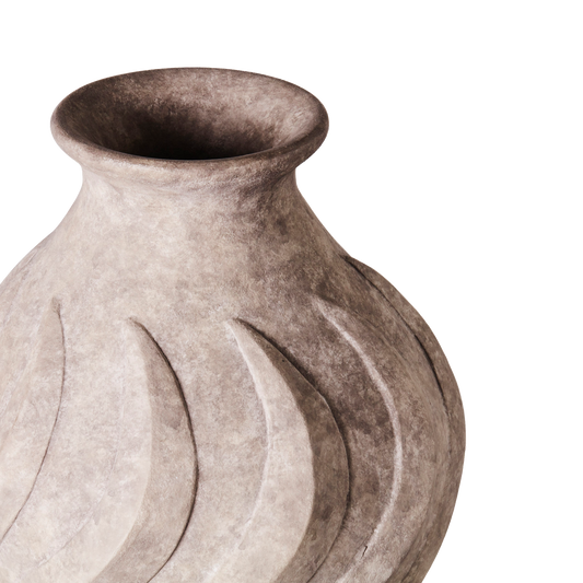 Liten Vase Swirl i Grey/ Beige fra Dusty Deco. Vasene har et matt belegg som gir en naturlig overflatestruktur og er glaserte på innsiden.