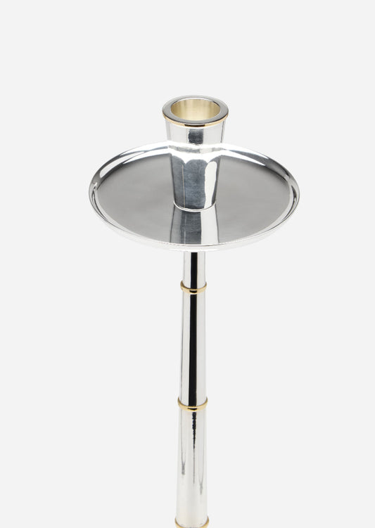 Graceful Candlestick i sølvbelagt messing, sideprofil som viser full høyde