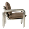 Lenestolen Chrome Lounge Chair fra HK Living med puter i tekstilet Canvas Brown, sett fra siden.