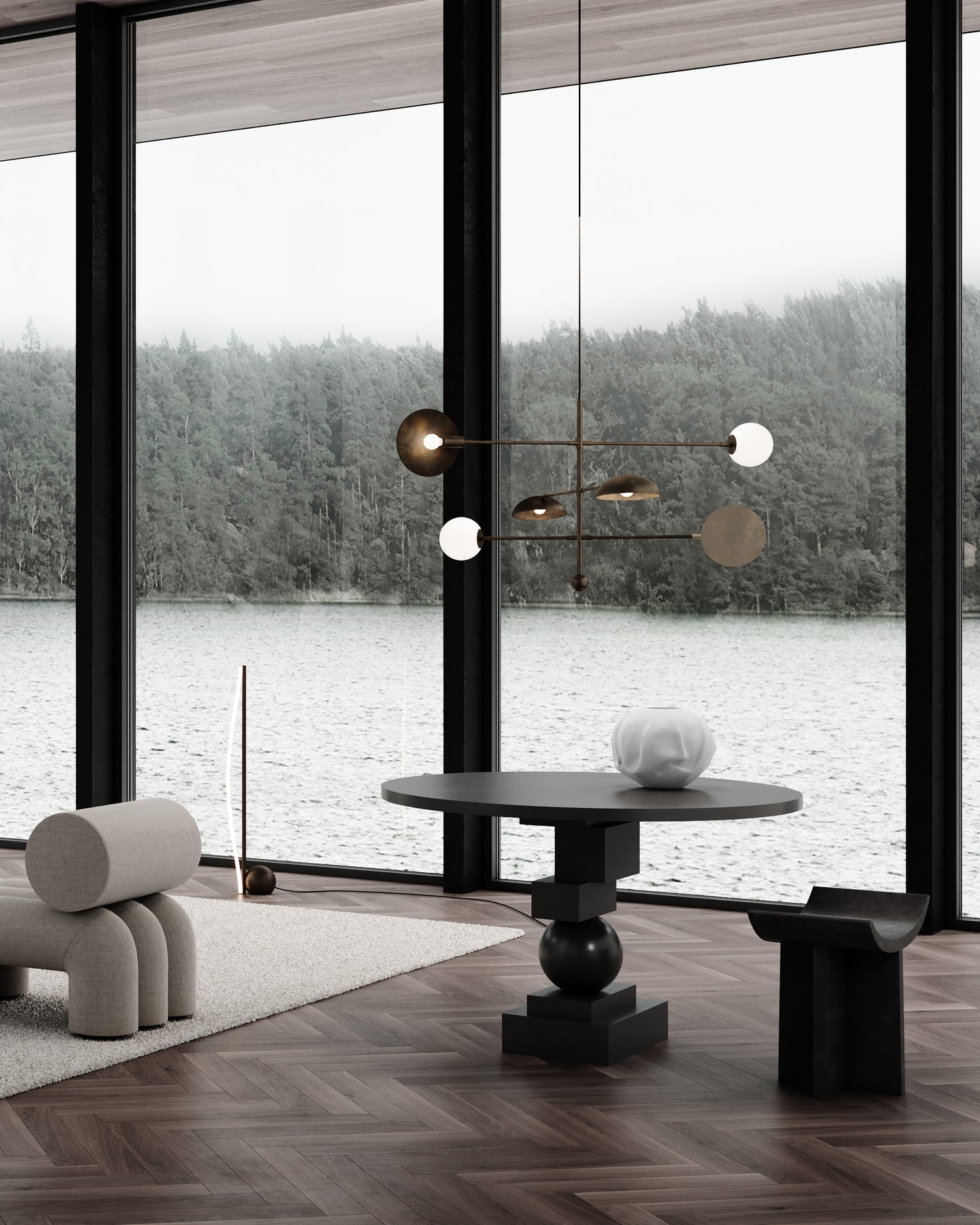 Taklampe Sahn Chandelier Bronze, fra 101 Copenhagen, en unik og strukturell, bevegelig og fleksibel lampe