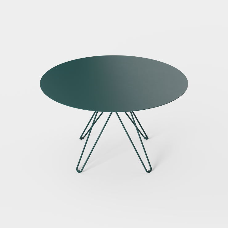 Spisebordet Tio Dining Table Round Ø126 cm fra Massproductions i fargen Blue Green. Bordet finnes i mange andre farger.
