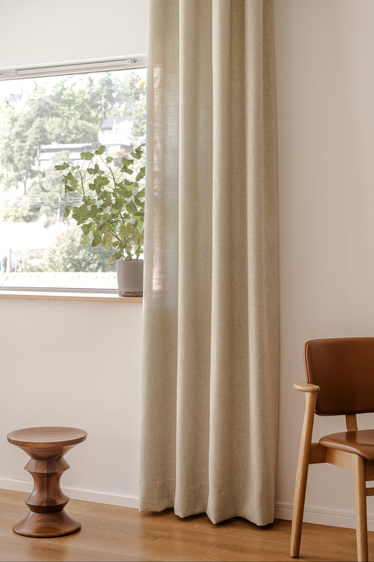 Gardinen vevd linlook Wheat i farge Lysegrønn 01