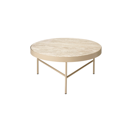 Stuebord med plate i travertinstein, 70,5 cm diameter