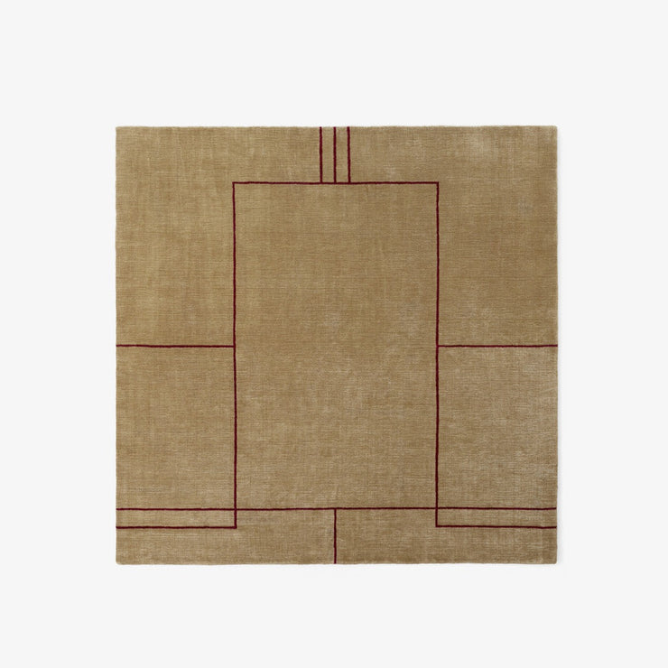 Teppe Cruise rug 2,4x2,4 m, gyllenbrun med burgunder stripe