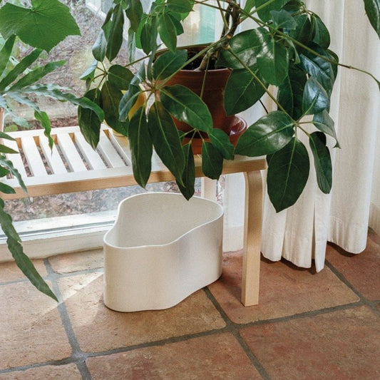 Pottene ble opprinnelig designet av kona til Alvar Aalto, Aino Aalto, i 1937, til deres hjem i Helsingfors.
