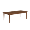 S-table har enkle innsnevrede ben, robust ramme og en effektiv, rektangulær overflate. Her i valnøtt.