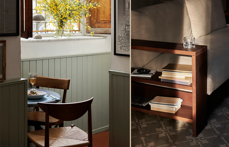 Møbler og interiør i mørkt tre