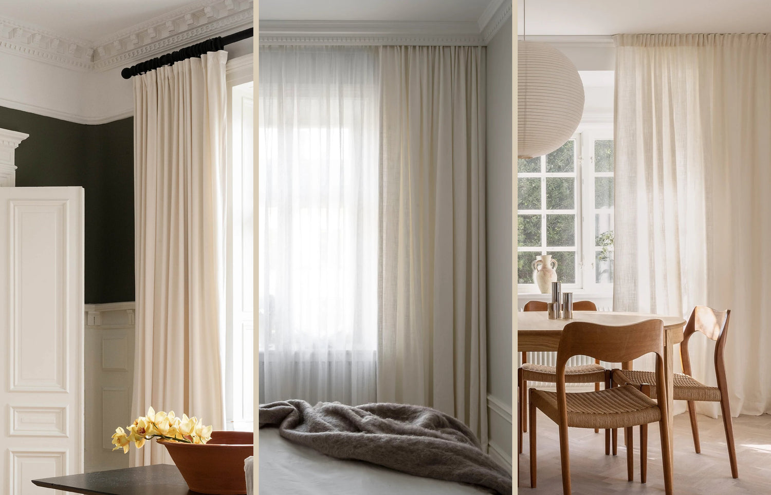 Klassisk gardinoppheng i skinne og stang