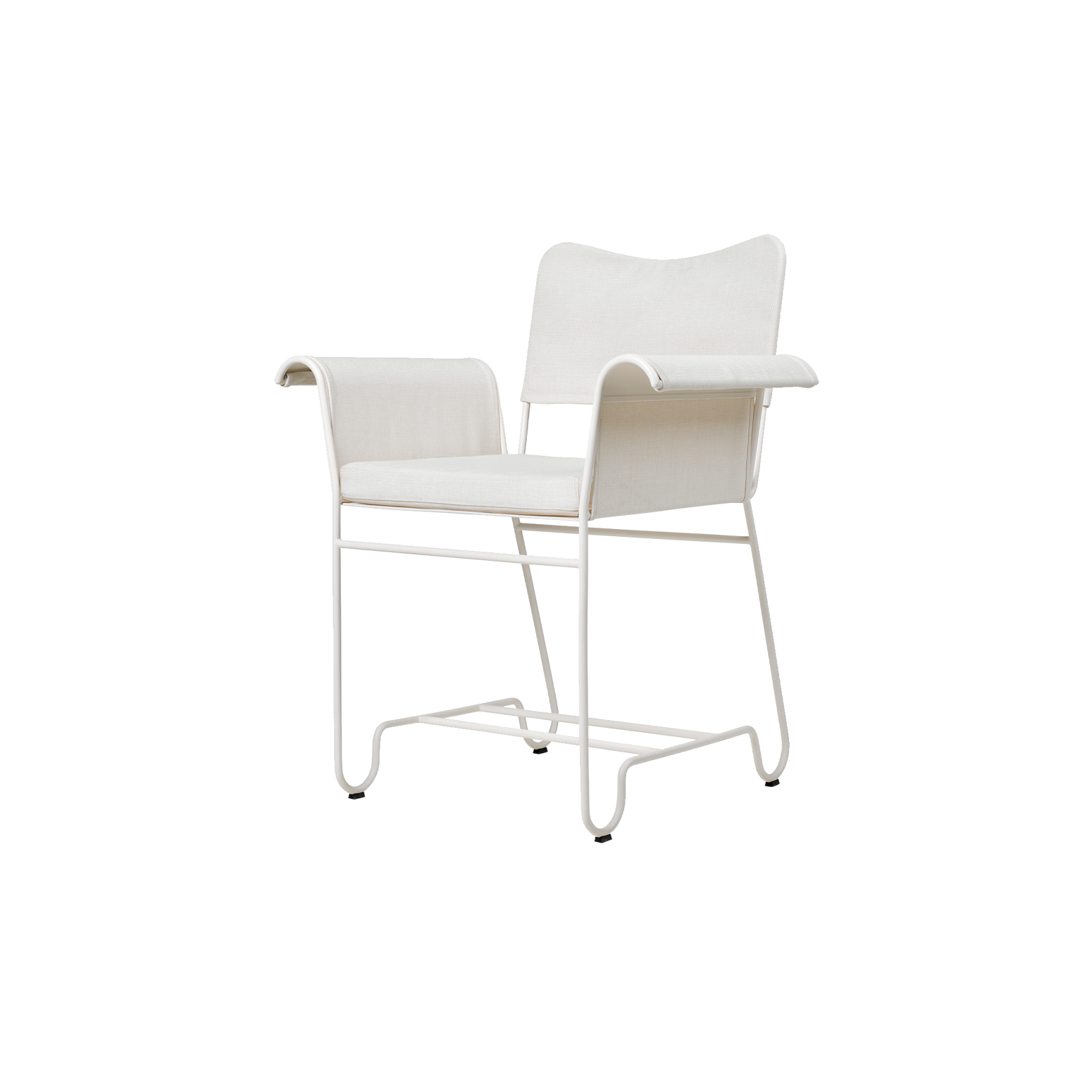 Spisestol Tropique Dining Chair fra Gubi, hvit med tekstil Leslie Limonta 06, uten frynser