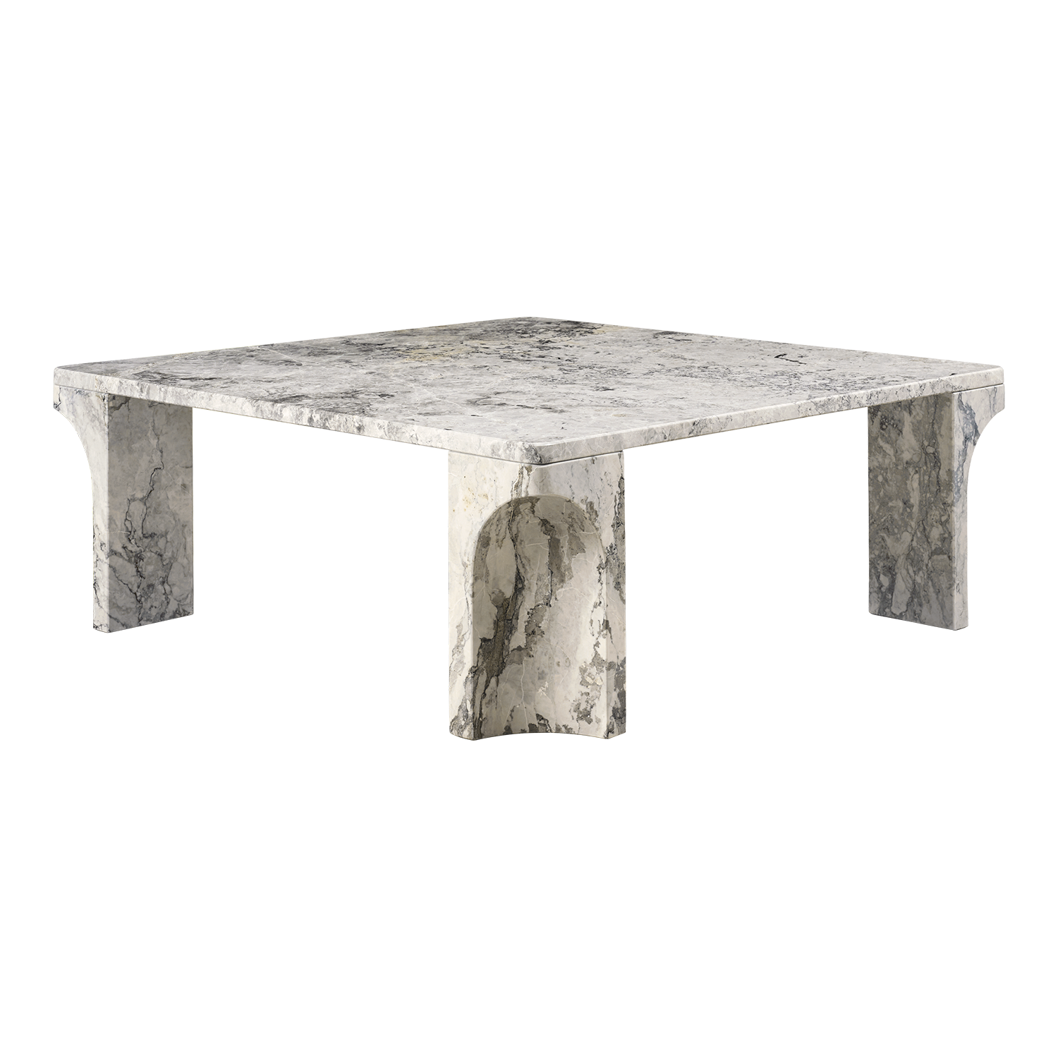Sofabord Doric Coffee Table 80 x 80 cm, Stormy Gray Marble