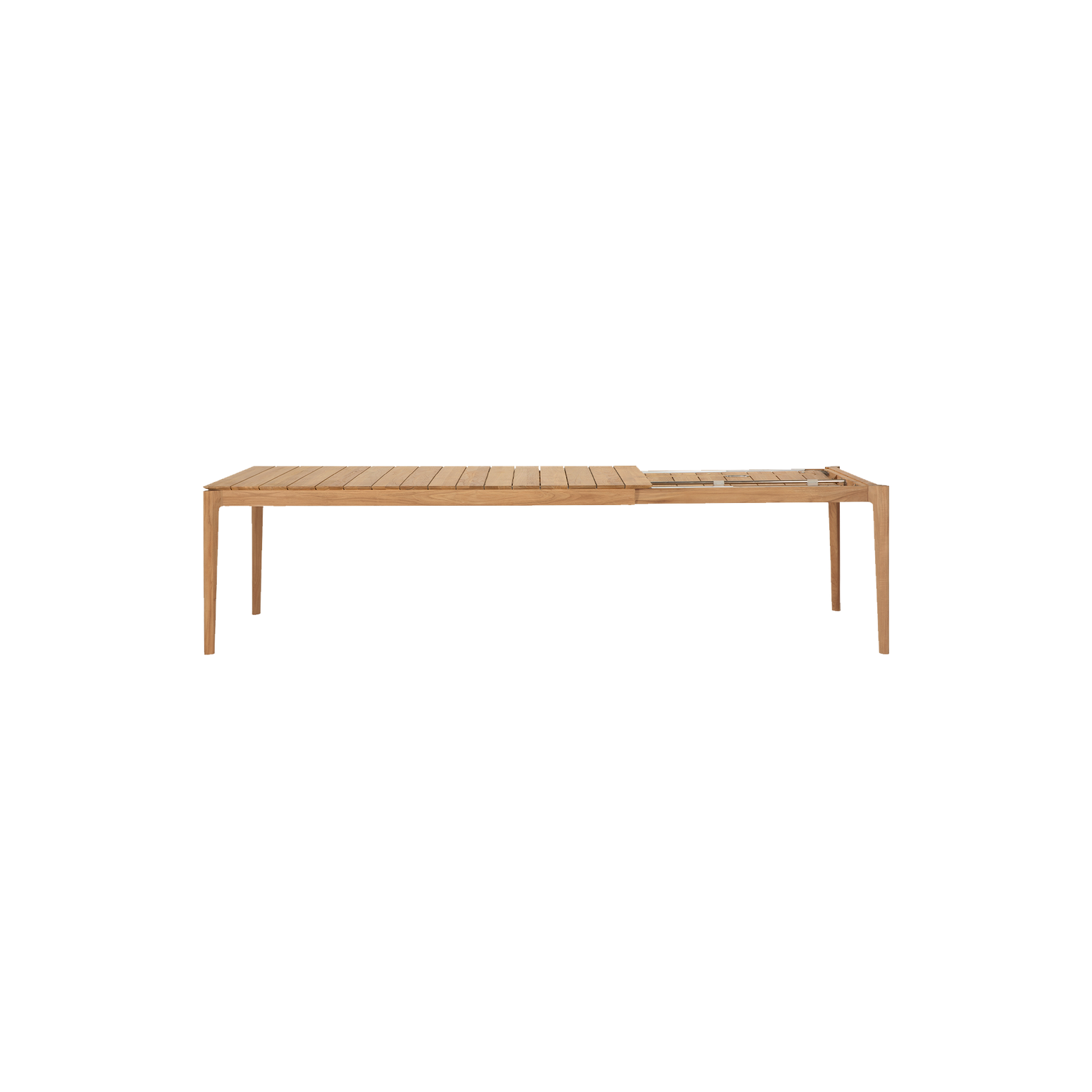 Illeggsplatene ligger pent skjult i bordet, så du slipper å tenke på ekstra lagring. Når du får gjester, forlenges bordet enkelt og gir rom for alt fra 6 til 12 rundt spisesbordet Bok Outdoor Extendable Dining Table fra Ethnicraft