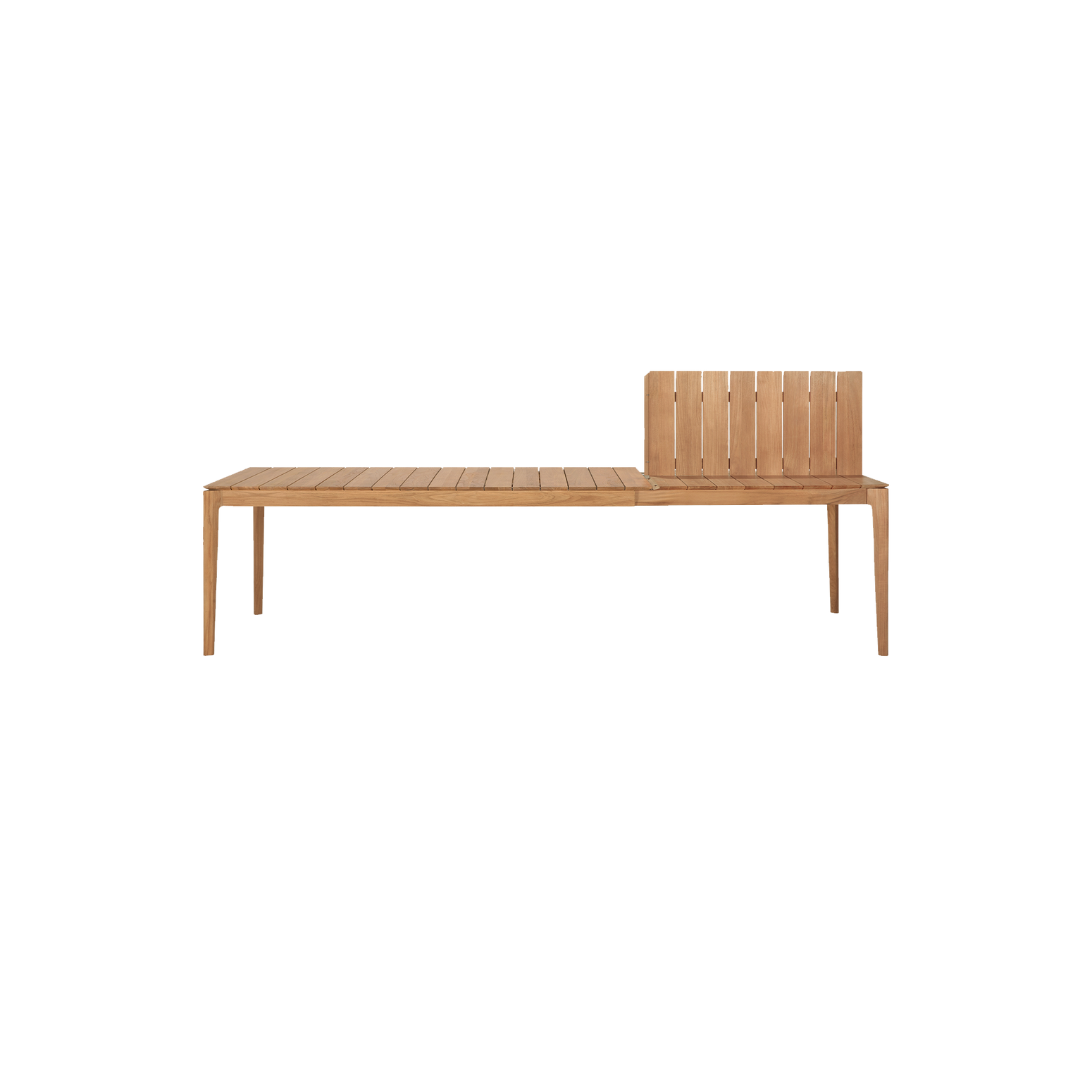 Illeggsplatene ligger pent skjult i bordet, så du slipper å tenke på ekstra lagring. Når du får gjester, forlenges bordet enkelt og gir rom for alt fra 6 til 12 rundt spisesbordet Bok Outdoor Extendable Dining Table fra Ethnicraft