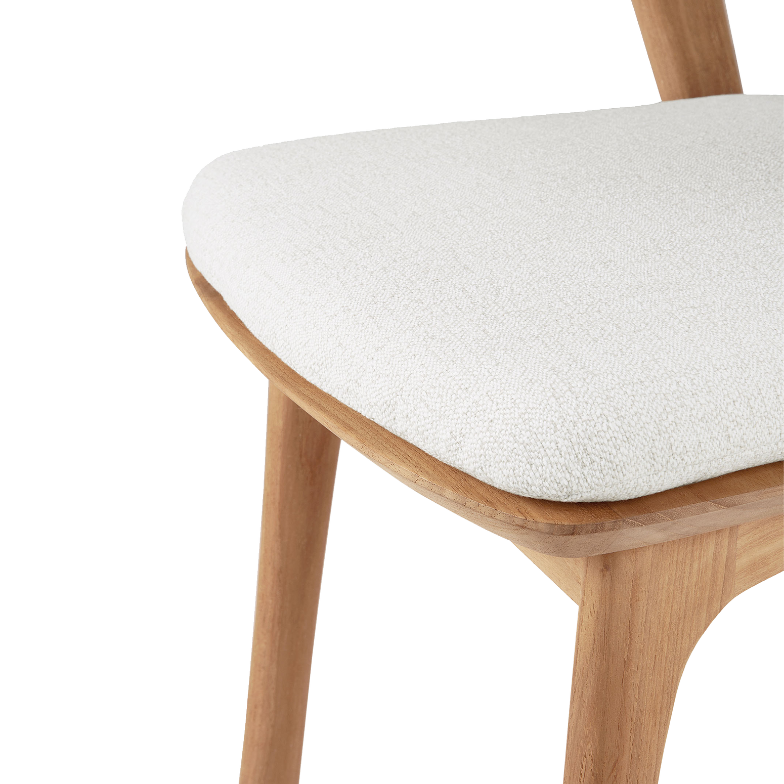 Spisestolen Bok Outdoor Dining Chair fra Ethnicraft med pute i Off White.