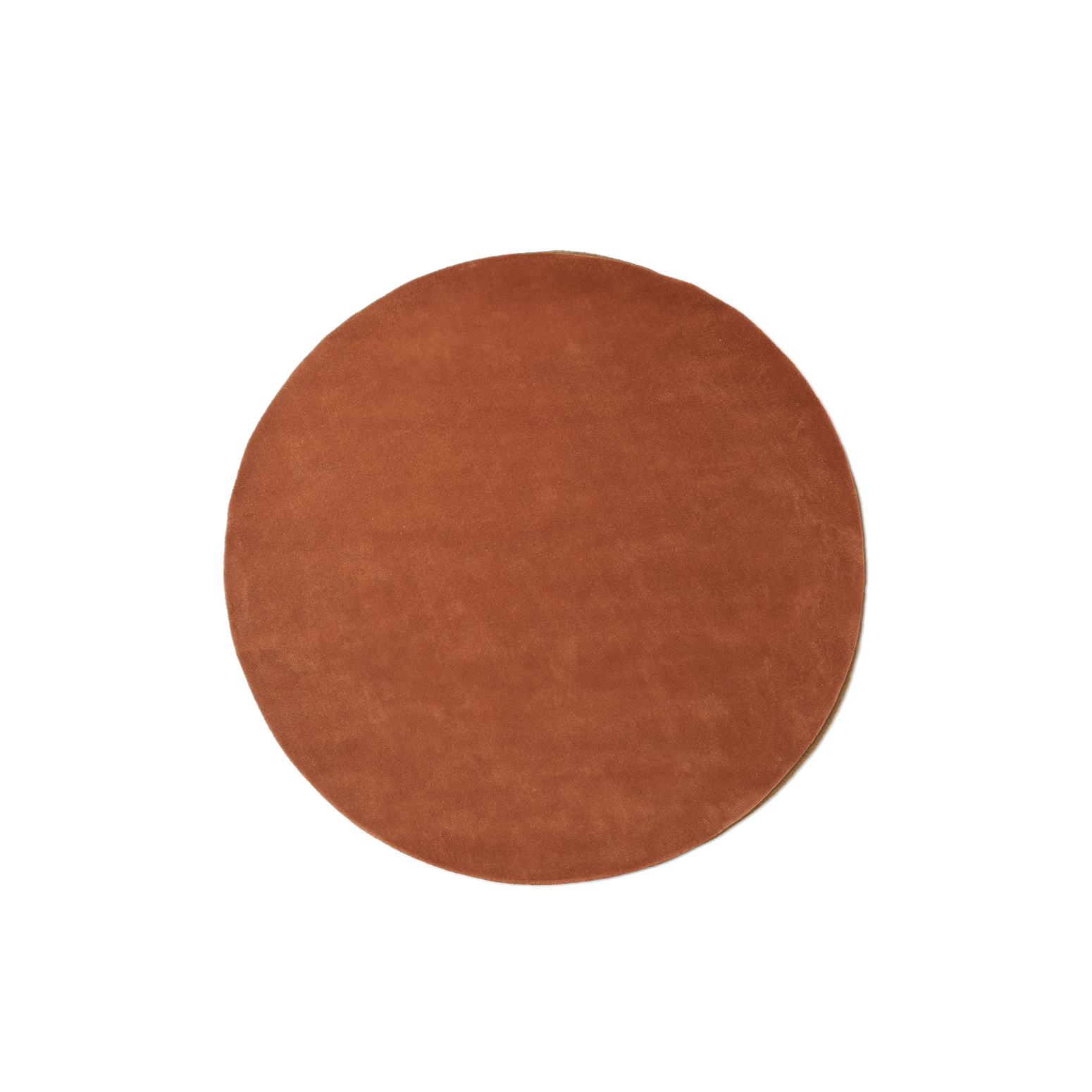 Teppe Stille Tufted Rug fra Ferm Living i fargen Red Brown i rund variant
