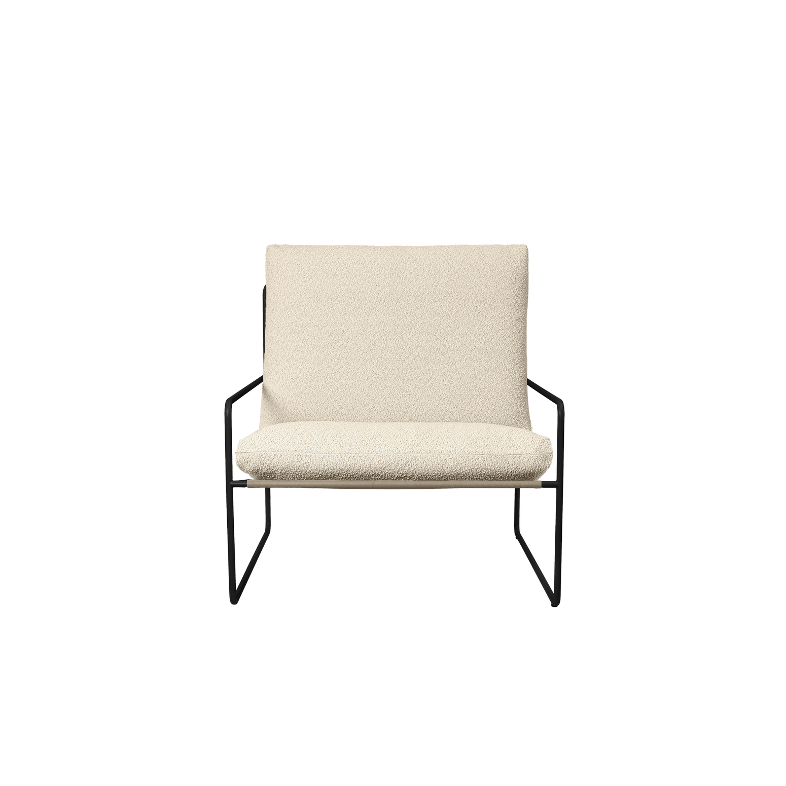 Utestol Desert Dolce Lounge Chair i Pure Bouclé / off-white bouclé med svart understell fra Ferm Living.
