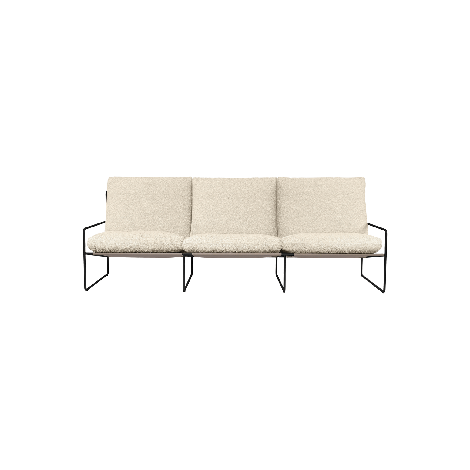 3-seter utesofa Desert Dolce i Pure Bouclé / off-white med svart understell fra Ferm Living.