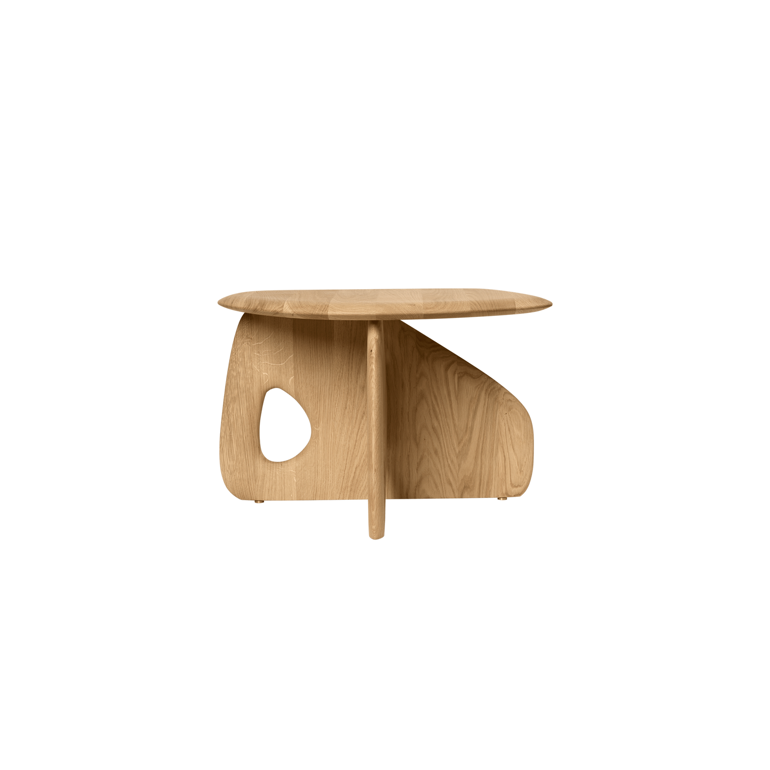 Sofabord Oar 50 fra Ferm Living består av geometriske og abstrakte former med myke, avrundede kanter.