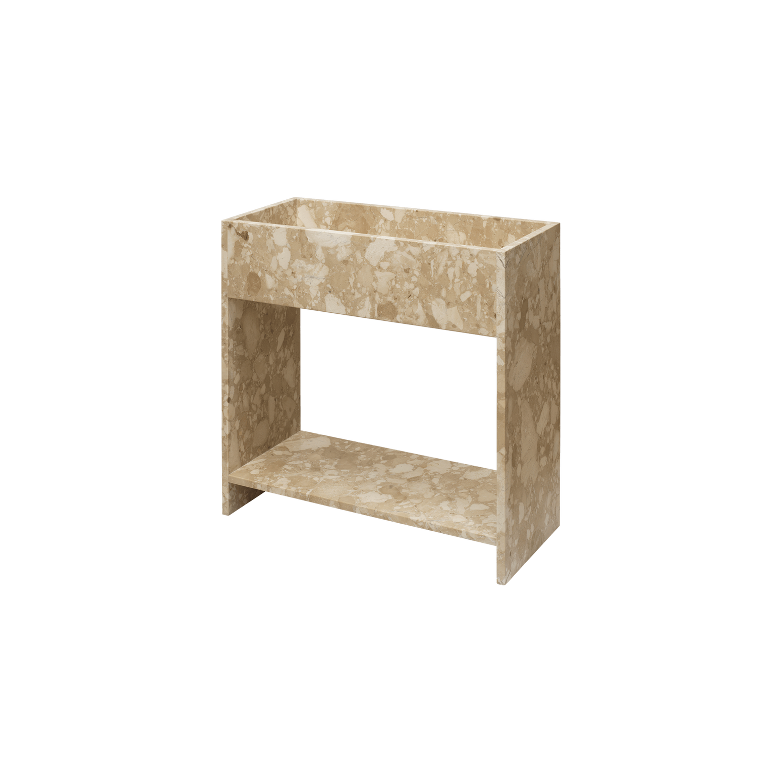 Plantekasse Stone Plant Box med hylle i beige marmor fra Ferm Living