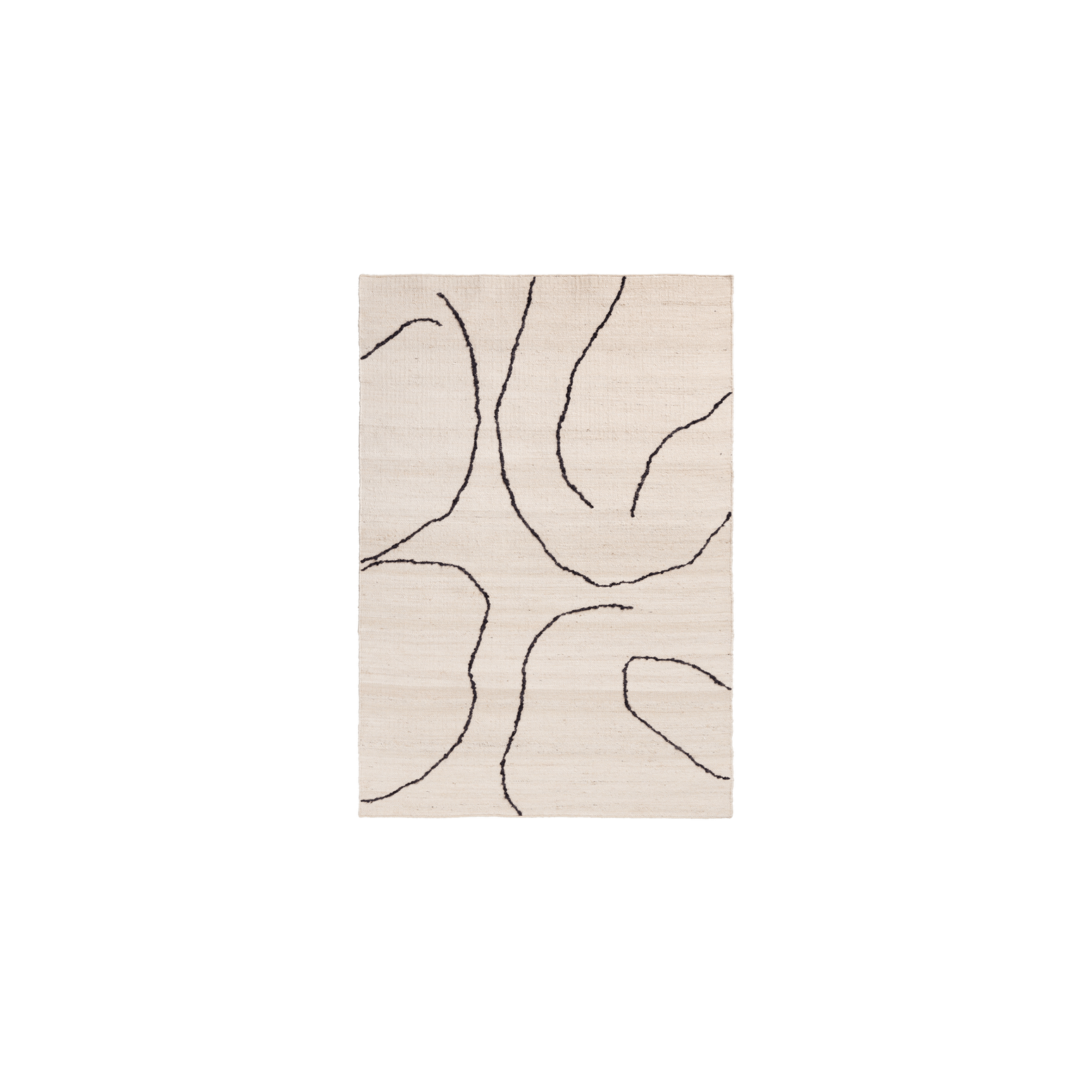 Teppe Gesso Jute Rug fra Ferm Living i hvitt (Off-white/Dark fig) i størrelse small.