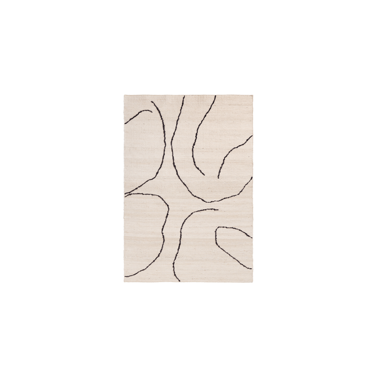 Teppe Gesso Jute Rug fra Ferm Living i hvitt (Off-white/Dark fig) i størrelse small.