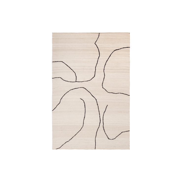 Teppe Gesso Jute Rug fra Ferm Living i hvitt (Off-white/Dark fig) i størrelse medium.