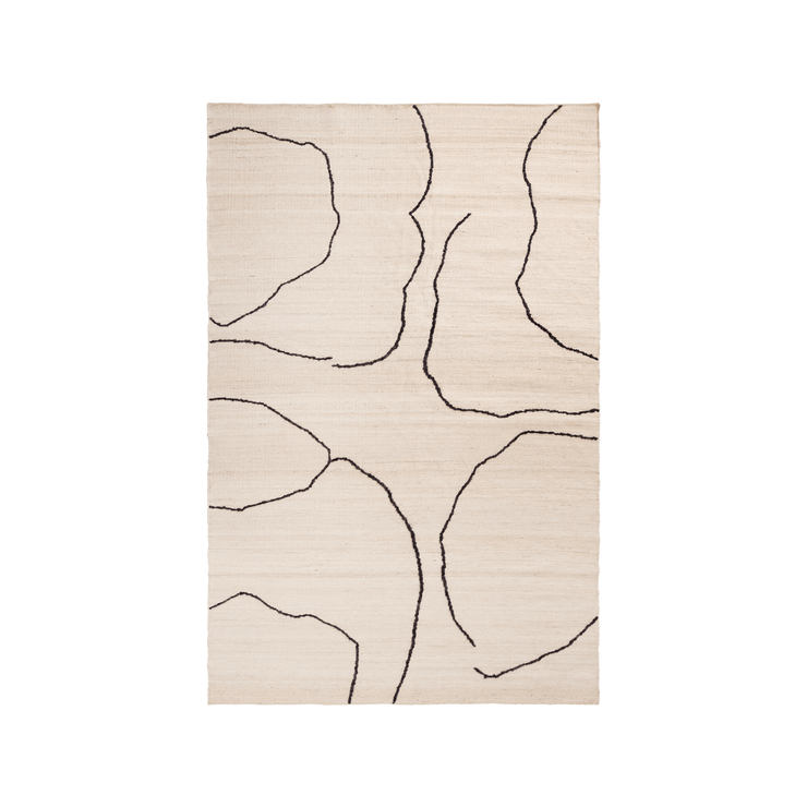 Teppe Gesso Jute Rug fra Ferm Living i hvitt (Off-white/Dark fig) i størrelse large.