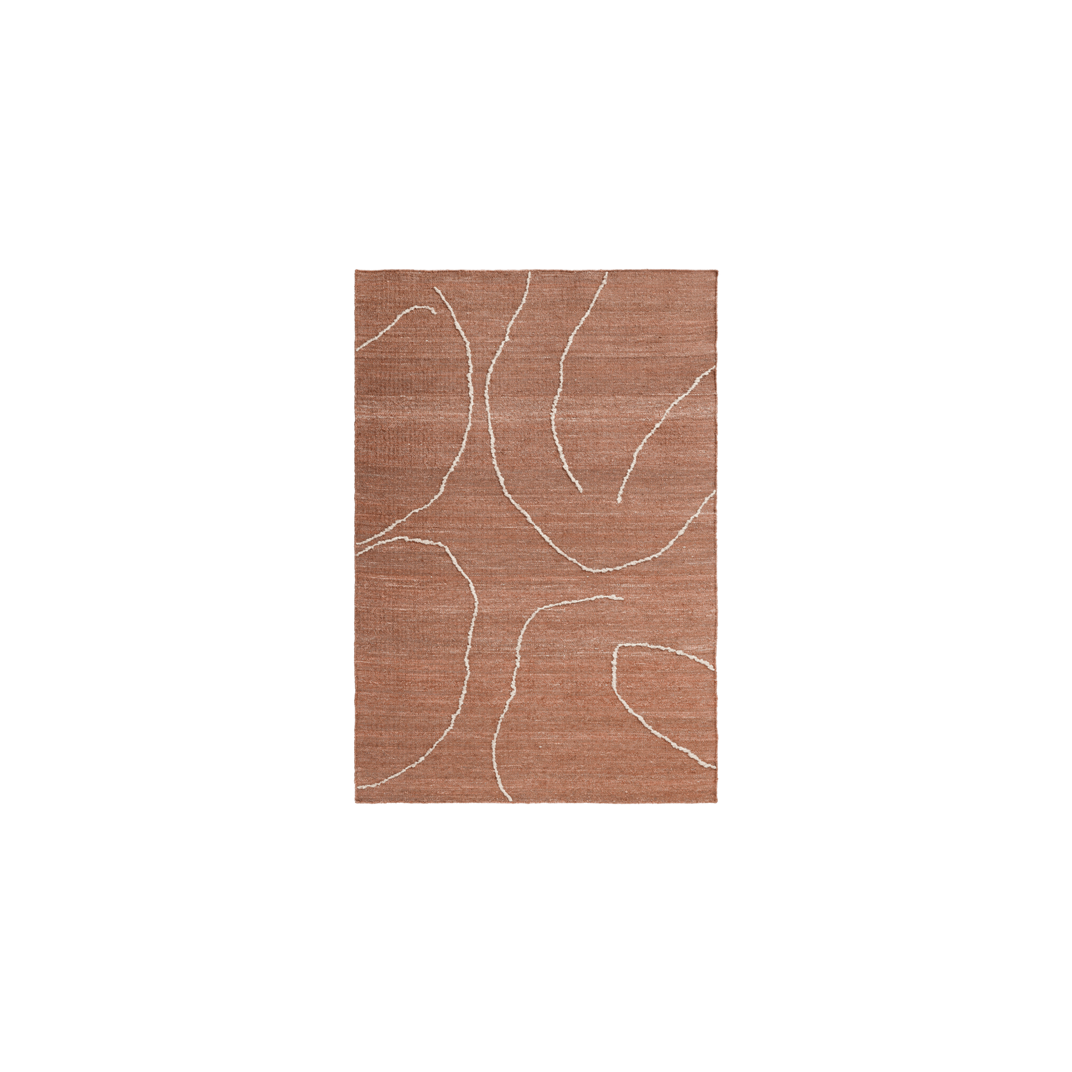 Teppe Gesso Jute Rug fra Ferm Living i brunrødt (Terracotta/Off-white) i størrelse small.