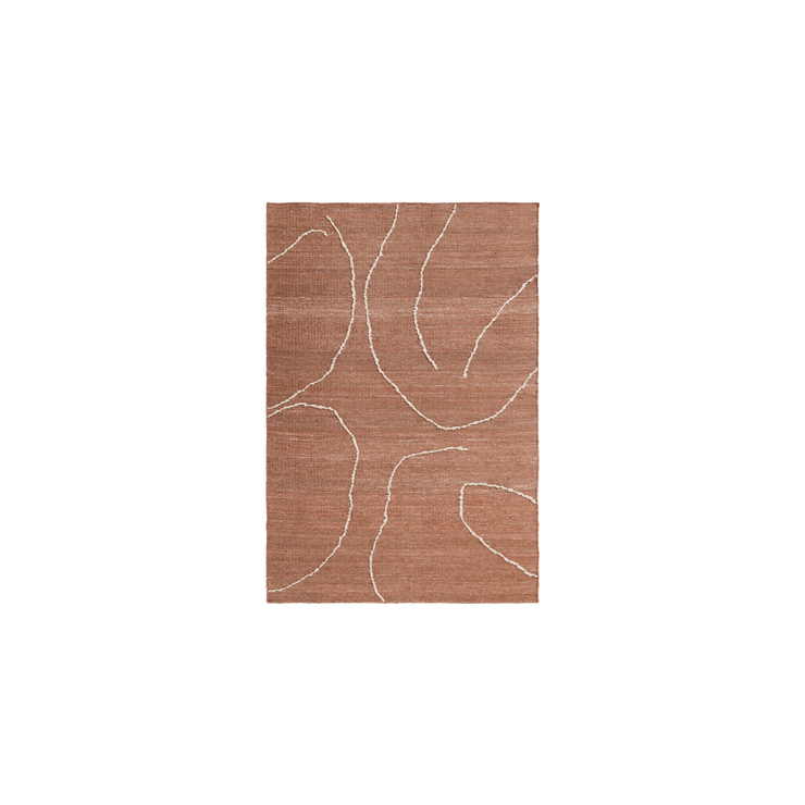 Teppe Gesso Jute Rug fra Ferm Living i brunrødt (Terracotta/Off-white) i størrelse small.