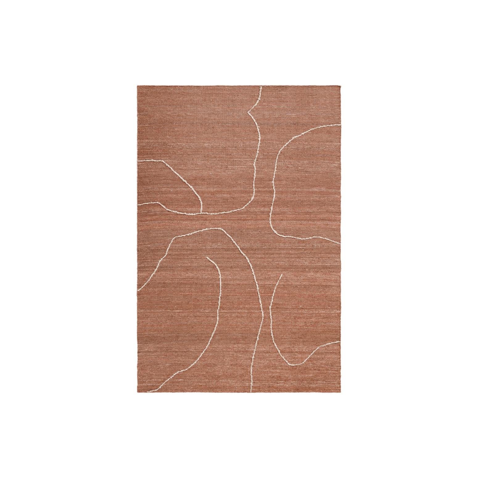 Teppe Gesso Jute Rug fra Ferm Living i brunrødt (Terracotta/Off-white) i størrelse medium.