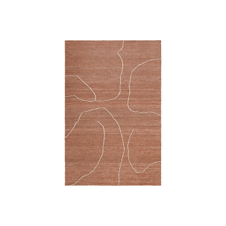 Teppe Gesso Jute Rug fra Ferm Living i brunrødt (Terracotta/Off-white) i størrelse medium.