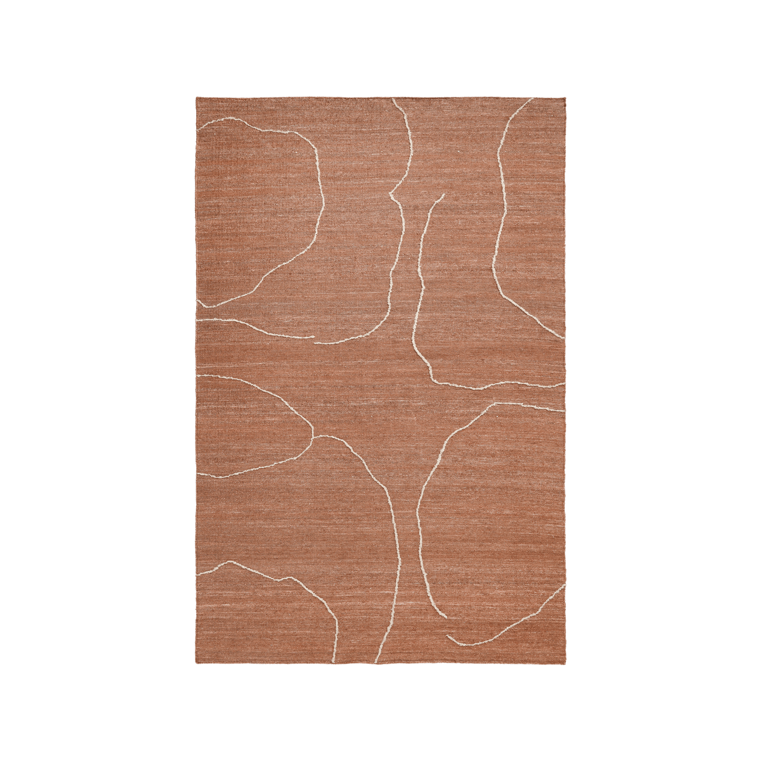 Teppe Gesso Jute Rug fra Ferm Living i brunrødt (Terracotta/Off-white) i størrelse large.