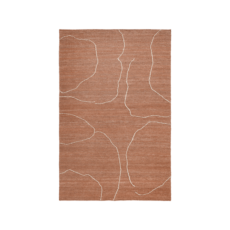Teppe Gesso Jute Rug fra Ferm Living i brunrødt (Terracotta/Off-white) i størrelse large.