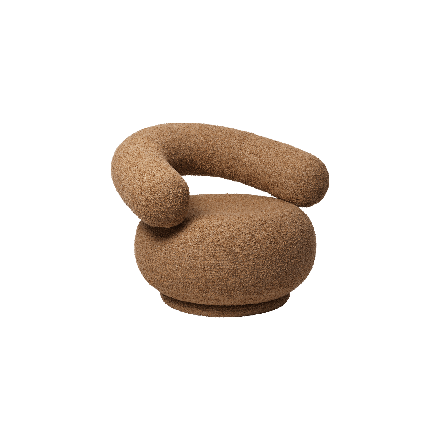 Lenestol Orbo Lounge Chair i Bouclé lysebrun / Raw Bouclé Tan fra Ferm Living.