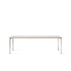 Bord Co Table Creme 100x240 cm fra Audo Copenhagen med kremfarget bordplate i laminat med ben i krom og detaljer i lys eik.
