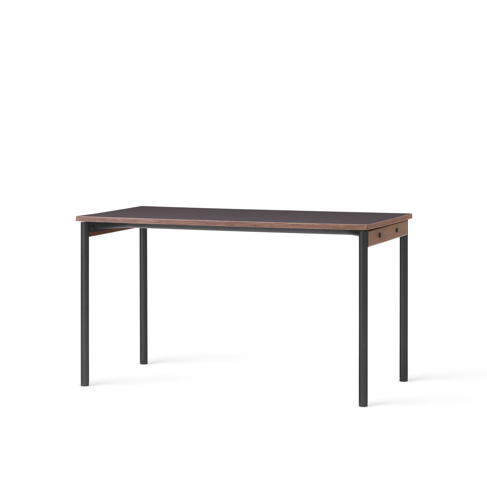 Bord Co Table Terra 70x140 cm fra Audo Copenhagen med kullfarget bordplate i laminat med sorte ben og detaljer i mørk eik.