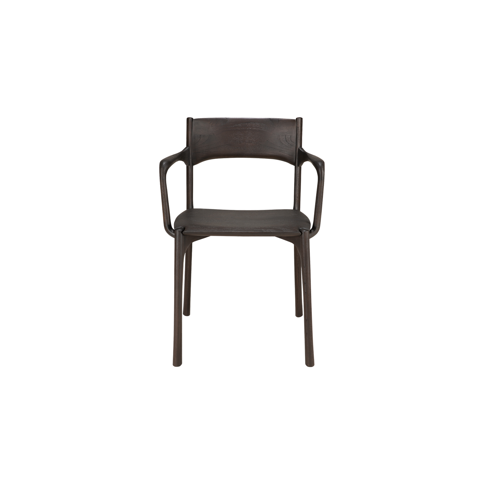 Stol Pl Dining Chair fra Ethnicraft i mørklakkert teak med armlene fra Ethnicraft.