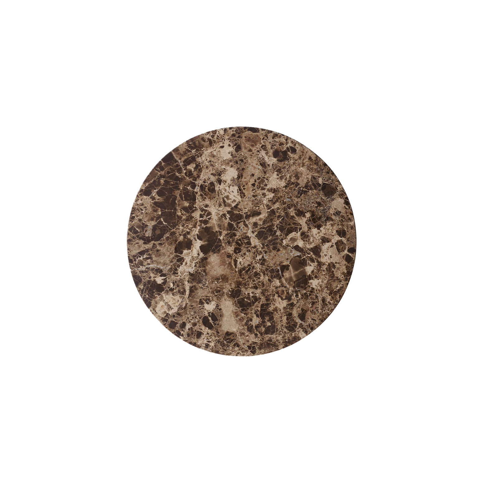 Bordplate i brun/ Emperador Marble til sidebordet Androgyne Side Table Ø40 cm fra Audo Copenhagen.