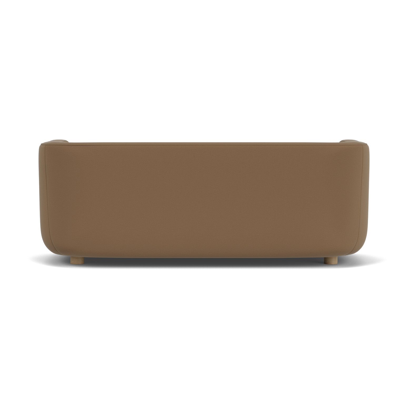Sofaen Vilhelm fra Audo Copenhagen i ulltekstilet Grand Mohair 1103, med ben i lys eik, sett bakfra.