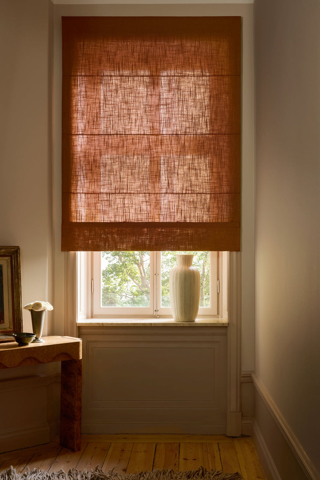 Liftgardin vevd lin fra Gotain i fargen Terracotta