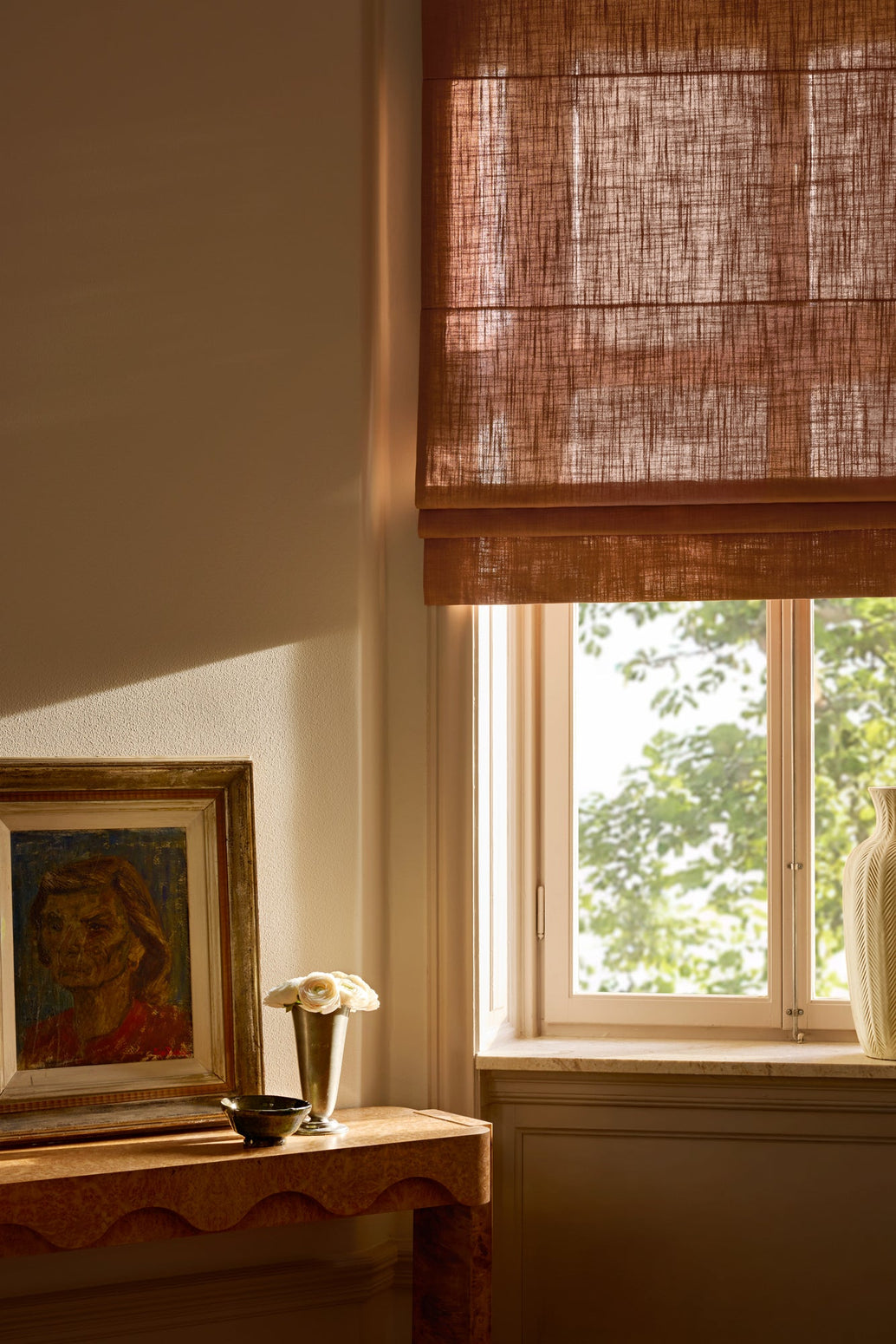 Liftgardin vevd lin fra Gotain i fargen Terracotta