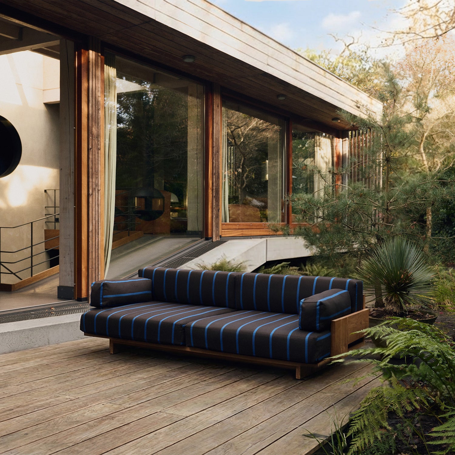 Sofa Outdoor Teak fra HK Living i tekstilet Burnt Sky