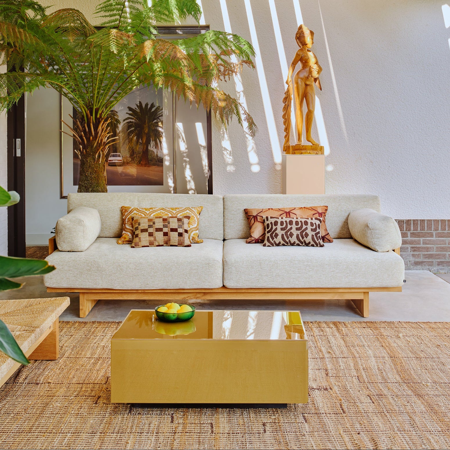 Sofa Outdoor Teak fra HK Living i tekstilet Natural