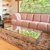 Sofabord i speilglass Mirror Block Coffee Table fra Hk Living, her med klart glass.