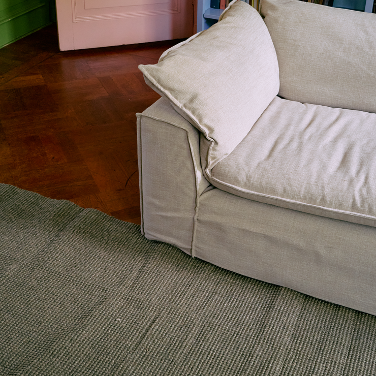 Teppet Jute Rug fra HKliving i fargen salviegrønn (Sage).