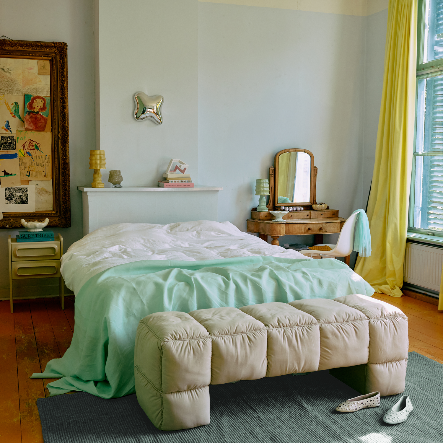 Teppet Jute Rug fra HKliving i fargen petroleumsblå (Petrol).